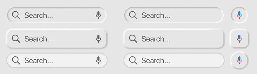 Poster - Search bar on white background.UI Neumorphism Light Version Vector Design Elements Set On White Background. UI Components In Simple Neumorphic Style For Apps, Websites, Interfaces, Social Media