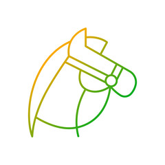 Poster - Horseback riding gradient linear vector icon. Equestrian sport. Stretching muscles. Racing and jumping. Thin line color symbols. Modern style pictogram. Vector isolated outline drawing