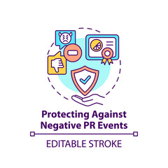 Protecting against negative PR events concept icon. Strong brand abstract idea thin line illustration. Facing bad public relations situation. Vector isolated outline color drawing. Editable stroke