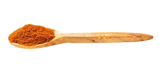 wooden spoon with chili powder from cayenne pepper