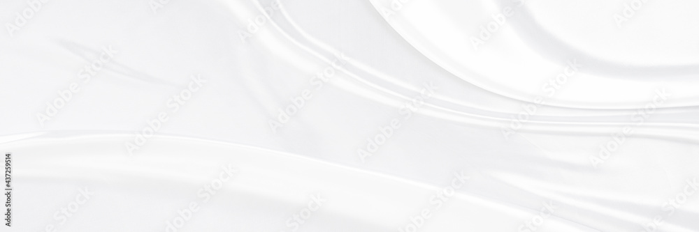 White gray satin texture that is white silver fabric silk panorama background with beautiful soft blur pattern natural. - obrazy, fototapety, plakaty 
