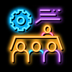 Poster - Meeting Training neon light sign vector. Glowing bright icon Meeting Training sign. transparent symbol illustration