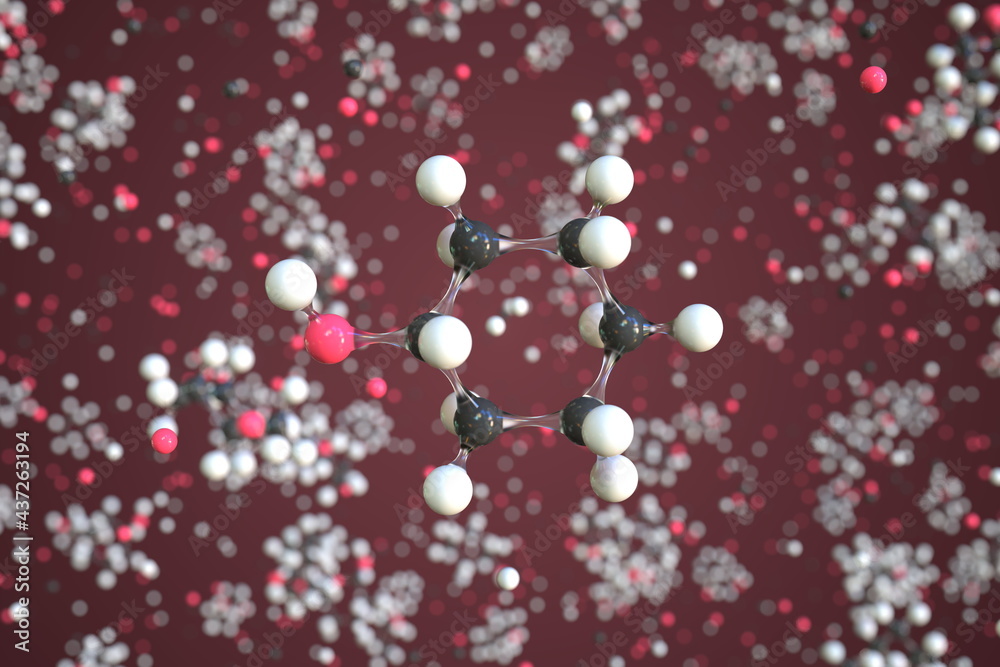 Cyclohexanol molecule, conceptual molecular model. Chemical 3d ...