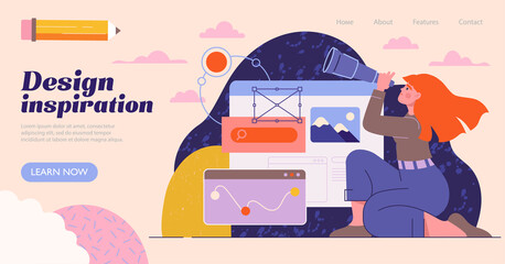Poster - woman designer looking for inspiration