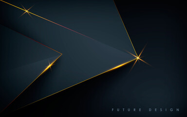 Wall Mural - luxury abstract black background with layers golden light