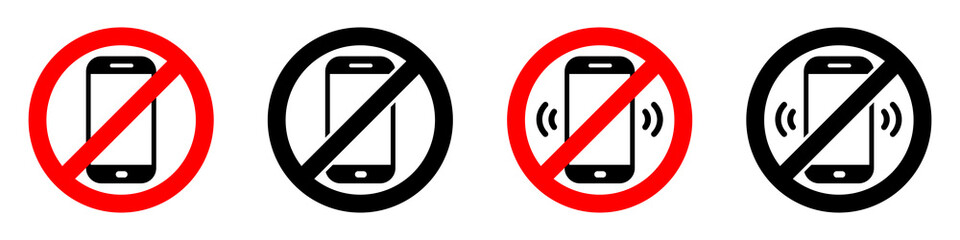 warning sign no phone. no phone calls. set of signs. vector illustration.