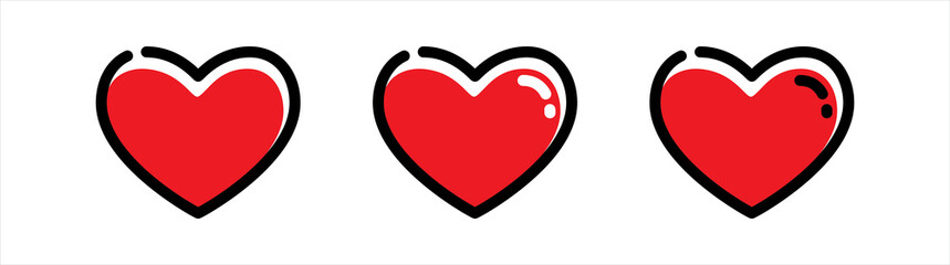 Poster - heart icons set. love symbol. valentines day logo. heart shape, lovers on valentines day, collection