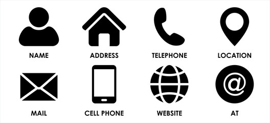 Poster - business icon set, contact information icon, vector illustration.