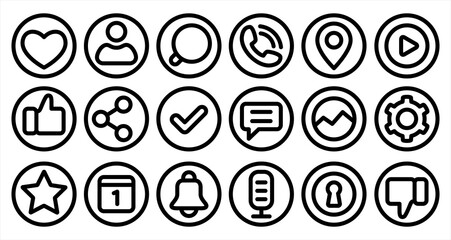 Poster - Social Media icons set collection. Web site vector icons set.