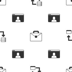 Aufkleber - Set Online working, Briefcase and Video chat conference on seamless pattern. Vector