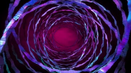 Wall Mural - Abstract background 3D shiny spiral and concentric blue structure moving, fluctuating and glittering in a space