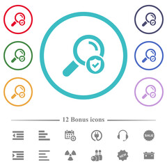 Poster - Safe search flat color icons in circle shape outlines