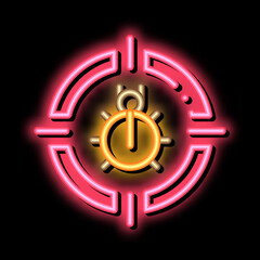 Aufkleber - Bug Target neon light sign vector. Glowing bright icon Bug Target isometric sign. transparent symbol illustration