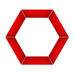 Poster - Red volumetric 3D strap. Collage pattern. Rendering an image.