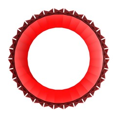Poster - Red volumetric 3D strap. Collage pattern. Rendering an image.
