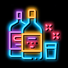 Sticker - Drink Bottle Cup neon light sign vector. Glowing bright icon Drink Bottle Cup isometric sign. transparent symbol illustration