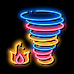 Poster - Burn Fire Tornado neon light sign vector. Glowing bright icon Burn Fire Tornado isometric sign. transparent symbol illustration