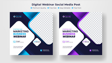 Wall Mural - digital marketing social media post design templates for corporate business, online webinars with ve