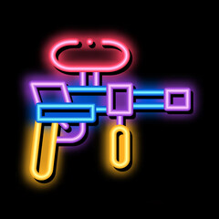 Wall Mural - Paintball Gun neon light sign vector. Glowing bright icon Paintball Gun sign. transparent symbol illustration