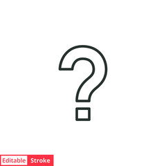 Poster - Question mark line icon. Simple outline style. Sign, pictogram, web, faq, help, graphic design, ask, label, support concept. Vector illustration isolated on white background. Editable stroke EPS 10.