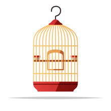 Hanging Bird Cage Vector Isolated Illustration