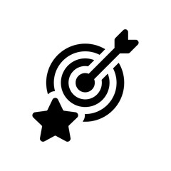 Poster - Arrow hit the center target icon. contain successful, aim, goal, achievement.