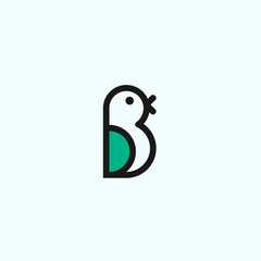 letter b with bird logo design vector silhouette illustration