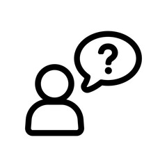 Poster - User, bubble speech with question mark. Asking concept.  Symbol of customer support, help service, doubts