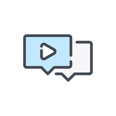 Fototapete - Video message color line icon. Video communication and online dialogue vector outline colorful sign.