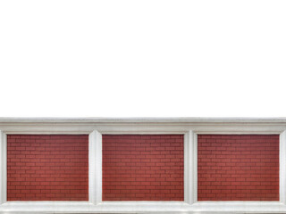 Poster - brown brick stack fence wall texture isolated on white background.