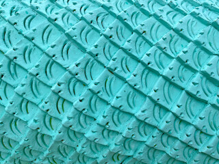 Poster - Blue cement plaster in fish skin curve pattern texture wall background.