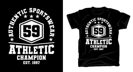 Authentic sportswear fifty nine typography t-shirt design