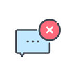 Cancel chat box and message color line icon. Remove and delete comment vector outline colorful sign.
