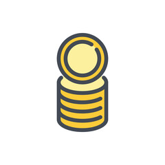 Poster - stack of coins color line icon. pile of money coin vector outline colorful sign.