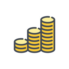 Poster - stack of coins color line icon. pile of money coin vector outline colorful sign.
