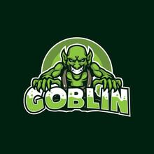Goblin Mascot Logo Design Vector With Modern Illustration Concept Style For Badge, Emblem And T Shirt Printing. Smart Goblin Illustration For Sport And Esport Team.