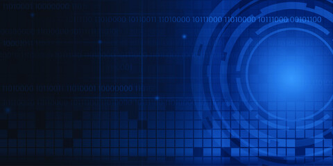 Blue futuristic network technology. Binary code
