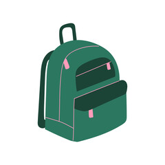 Backpack flat illustration, education, travel concept.