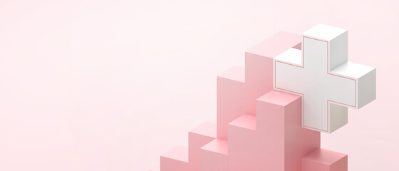 Aufkleber - Creative idea Medical Treatment Concept. Puzzle game with Geometric shapes on Red background. inspiration Motivation, website, poster -3d Rendering