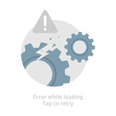 Poster - cannot be processed, while loading, couldn't load, tap to retry, reload concept illustration flat de