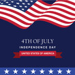 Flat Design 4th july independence day . United States of America federal patriotic holiday . ourth of July felicitation greeting card . Vector illustration