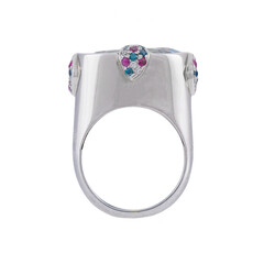 Sticker - Female silver ring with colorful stones isolated on a white background