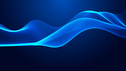 Leinwandbilder - Abstract digital background. Futuristic wave of dots and weave lines. Digital technology. 3d rendering.