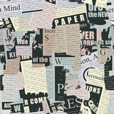 Fototapeta  - Abstract seamless pattern with a collage from newspaper and magazine clippings. Vector background with unreadable text, titles and illustrations. Suitable for Wallpaper, wrapping paper or fabric