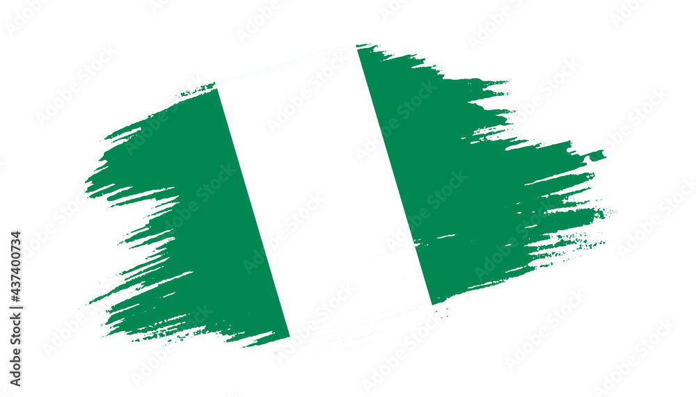 Patriotic of Nigeria flag in brush stroke effect on white background ...