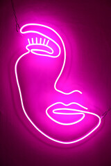 Pink neon sign beauty face. Trendy style. Neon sign. Custom neon. Home decor.