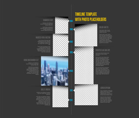 Aufkleber - simple dark vertical infographic timeline template with photo placeholders