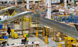 canvas print picture - delivery warehouse general view with conveyor belts
