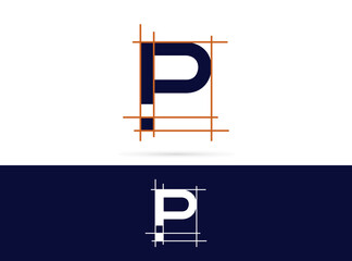 Wall Mural - Letter P architecture logo design. Vector combination of construction and letter