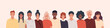 Multiethnic group of people of young different nationalities. Concept of human resources. Illustration in flat style